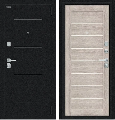 Дверь Браво Техно/BChrome Букле черное/Cappuccino Melinga