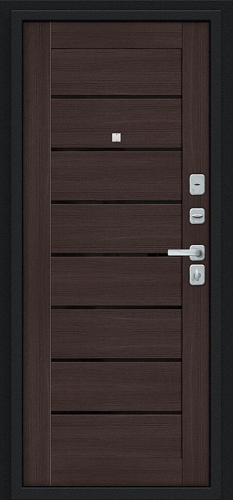 Входная дверь Техно/BChrome Букле черное/Wenge Melinga BR6190