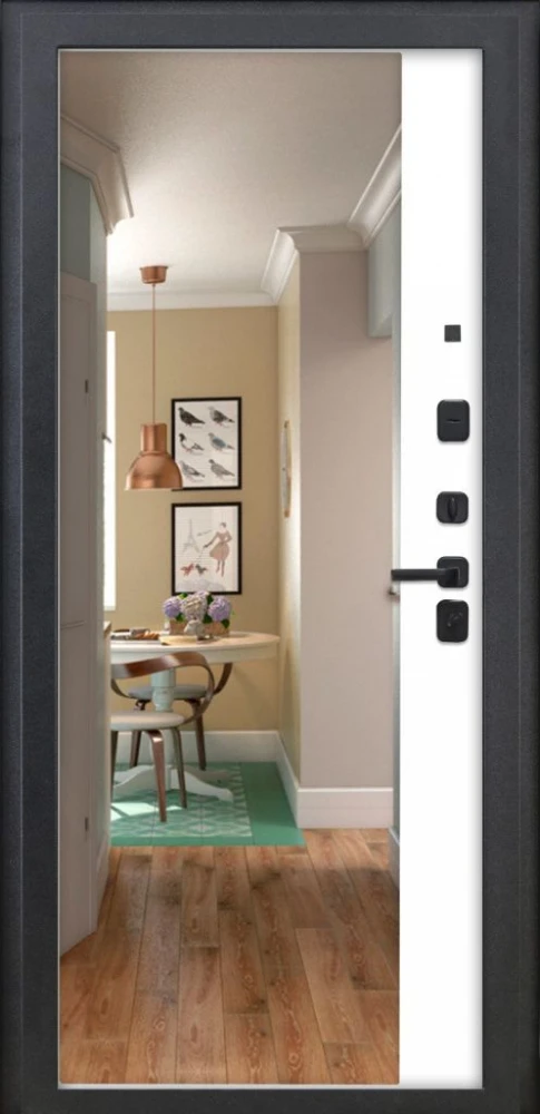 Входная дверь ДвериПРО Модель 3КЛ-1106 ФЛЗ-23 Веллуто бьянко DPRO228328 внутренняя сторона